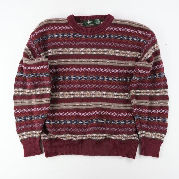 Hunt Club Other - VTG Hunt Club Mens sz L Cotton Knit Sweater Red Stripes Grandpa Academia
